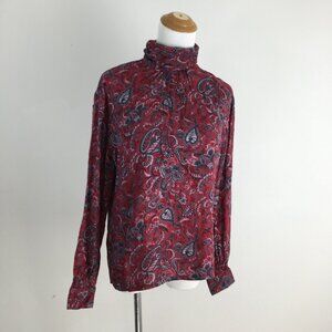 Country Sophisticated PENDLETON Red MultiColor Floral Print Wool Blend Shirt